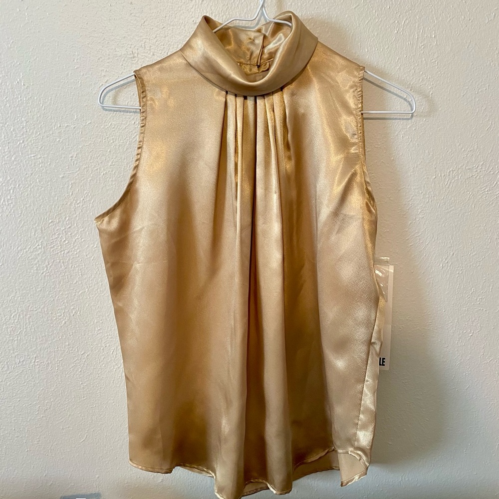 Vintage Gold Satin 90s Blouse Rebecca Malone